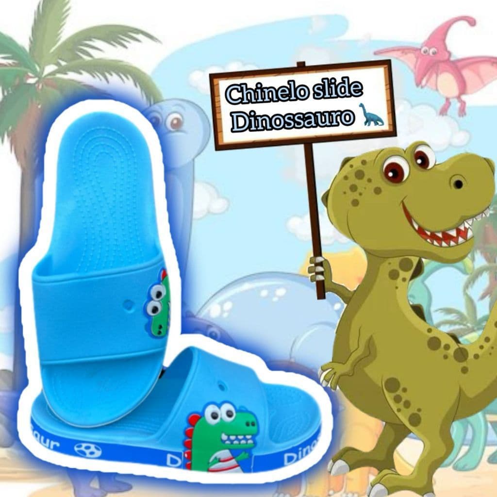 Chinelo Infantil Slide Nuvem Dinossauro Angel Stitch Sandália Criança