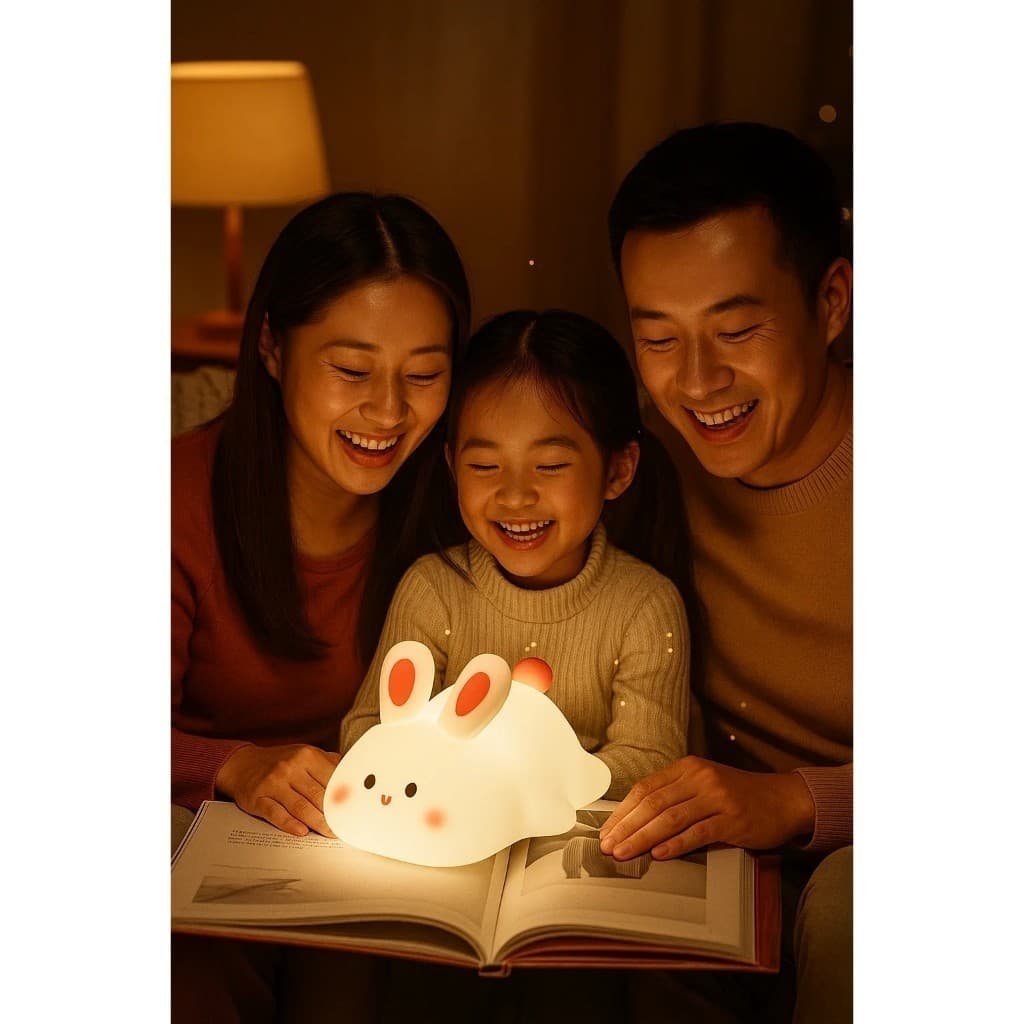 Luminaria Coelhinho Led Infantil Branco Abajur Luz Noturna Quarto Bebe Decor Silenciosa