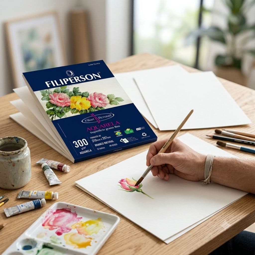 Papel Aquarela A4 300g Bloco Com 12 Folhas 5und Filiperson