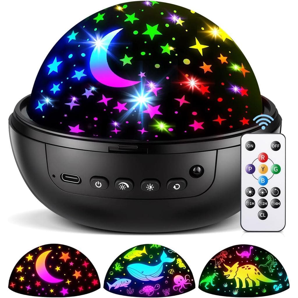 Luz Noturna COOLNIGHT para Crianças, Projetor de Luz Noturna Infantil com 93 Efeitos de Iluminação + 3 Filmes, Controle