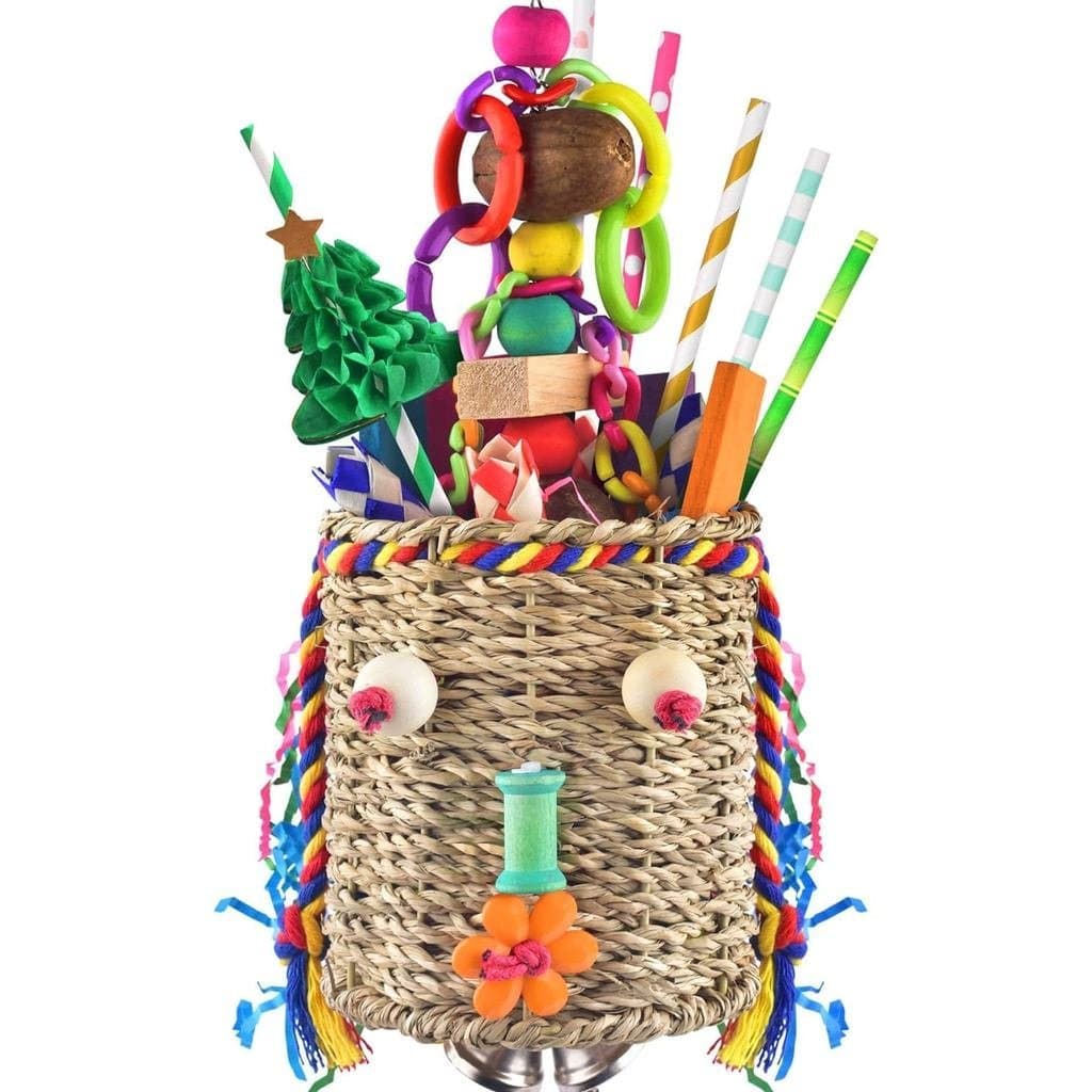 Brinquedos para Pássaros KATUMO, Cesto de Grama para Papagaios e Brinquedo de Forrageamento para Periquitos, Calopsitas,
