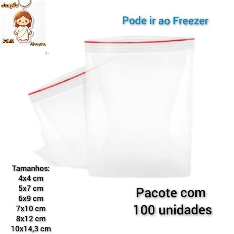 100 Unidades Saco Plástico zip Abre e fecha Hermético Pct