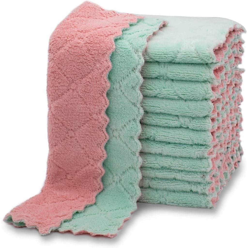 Kimteny 12 Panos de Prato para Cozinha, Panos de Prato Premium, Panos de Prato de Veludo Coral Super Absorventes, Antiad