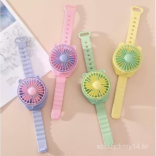 1 Ventilador de Pulso Fofo para Crianças, Cor Aleatória, Portátil, Recarregável, Mini Ventilador de Mão, Ventilador Pess