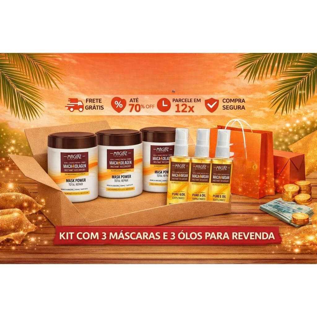 3 Super kit para revenda –  Com máscara + óleo  maca  argain Máscara Macadâmia