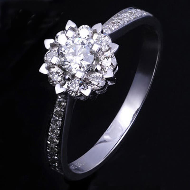 JZ020 floco de neve quilate anel de diamante 30 pontos casamento feminino anel simulação diamante jóias anel proposta