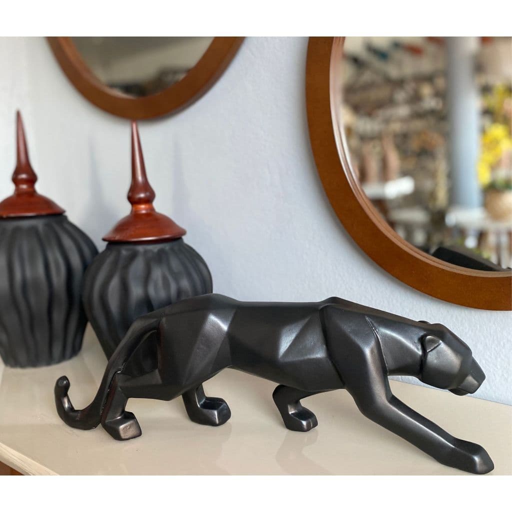 Pantera 3D Geométrica Decoração Luxo Sala Preto Fosco envio imediato feito no brasil