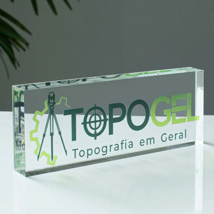 Placa De Mesa Personalizada Com Sua Logo Em Acrílico Cristal