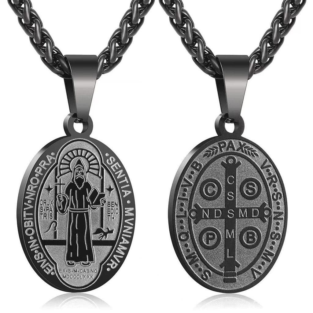Colar Escapulário Medalha São Bento Aço Inox Prata - Aço Inoxidável 316L São Bento Prata Unissex