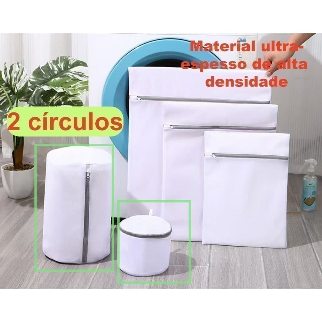 Conjunto de sacos para lavagem: Evita deformações e protege roupas delicadas