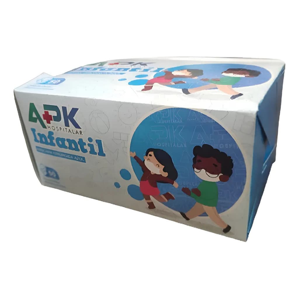 Máscara Tripla Infantil Descartável Tnt Azul Cx C/50 Un -apk