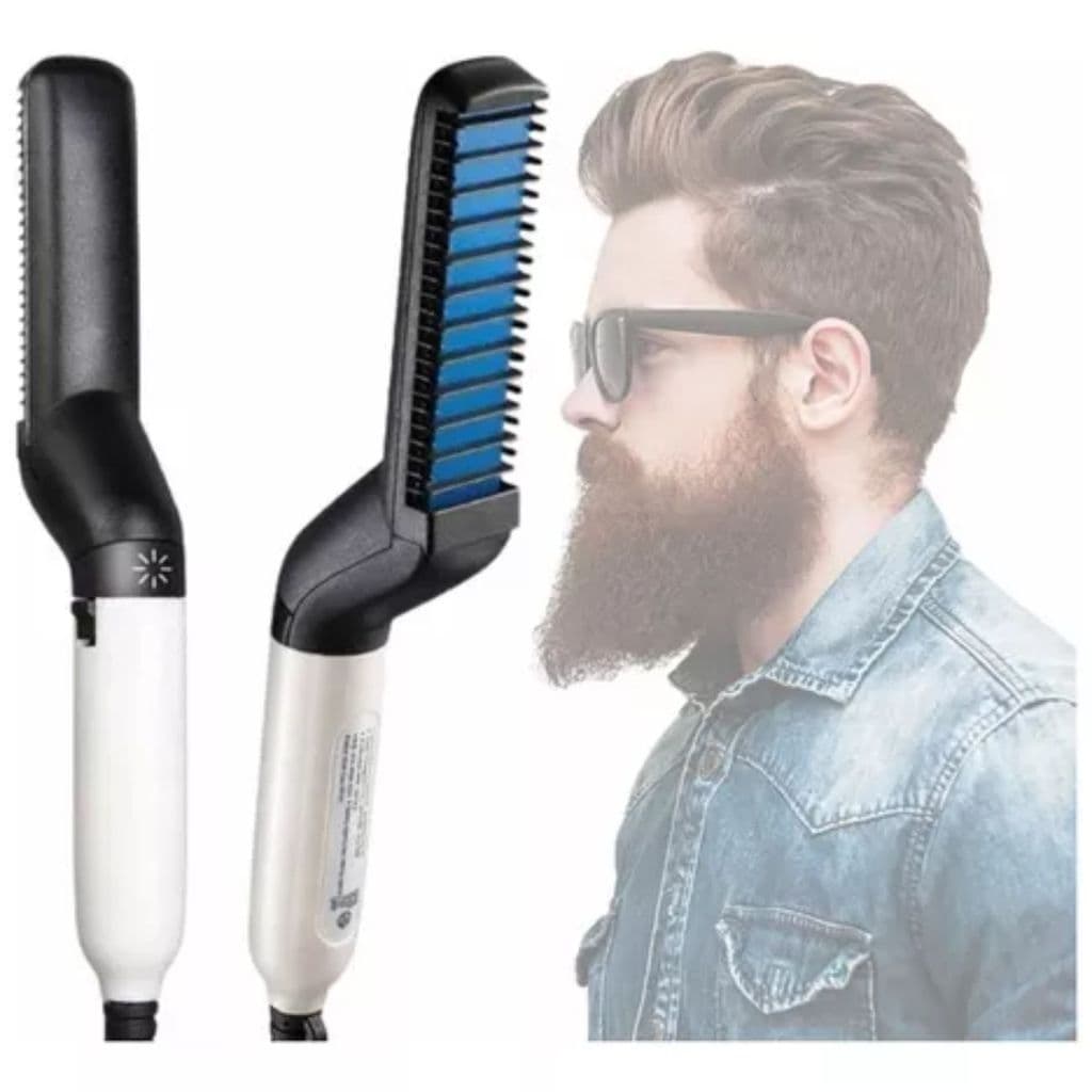 Escova Elétrica Chapinha Modelador Barba Cabelo Masculino 110v/220v