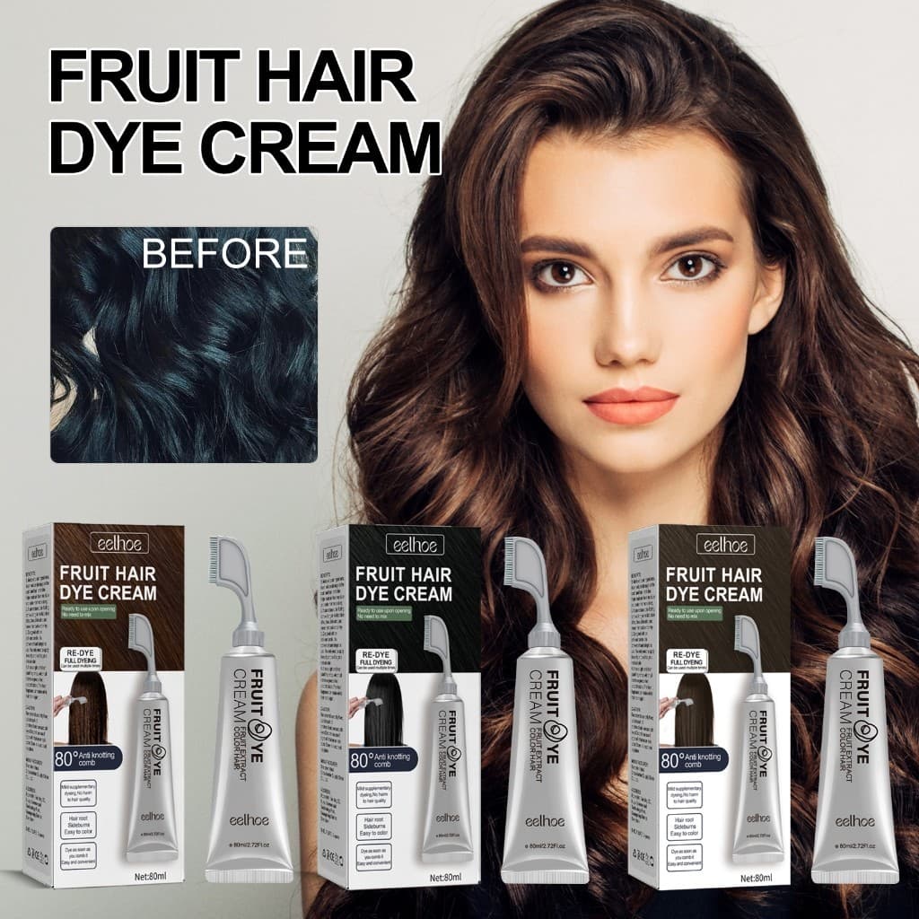 Creme De Tintura De Cabelo De Frutas , Reparador , Vegetal Para Cabelos Brancos E Mulheres Grávidas-80ml