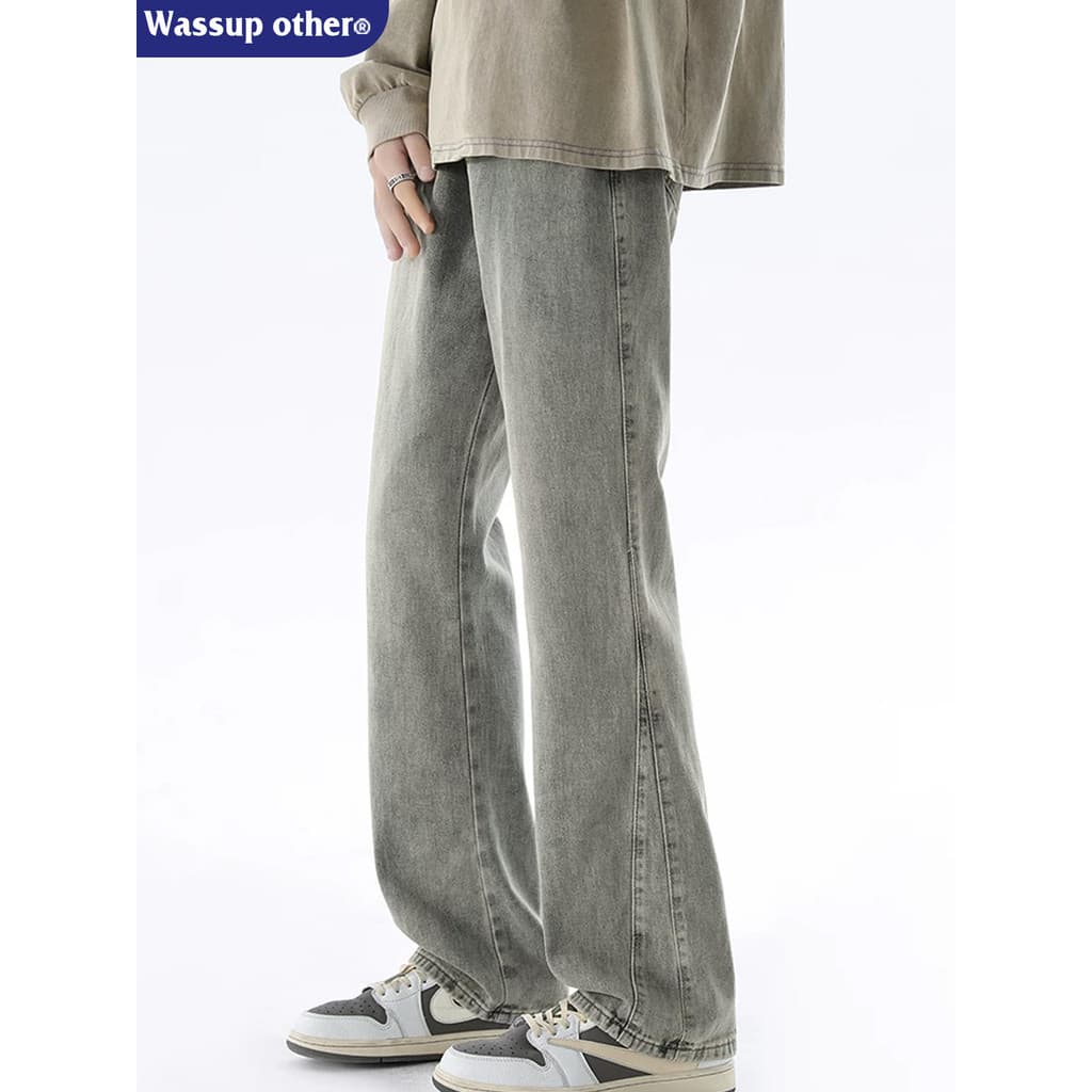 WASSUP OUTRO Jeans Americano Masculino Verão Street Wear High Street Retro Slim-fit Calça Levemente Casual Masculina