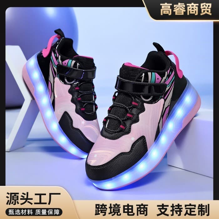 Presentes de natal sapatos de fuga das crianças dupla roda retrátil recarregável iluminação Casual esportes patins adole