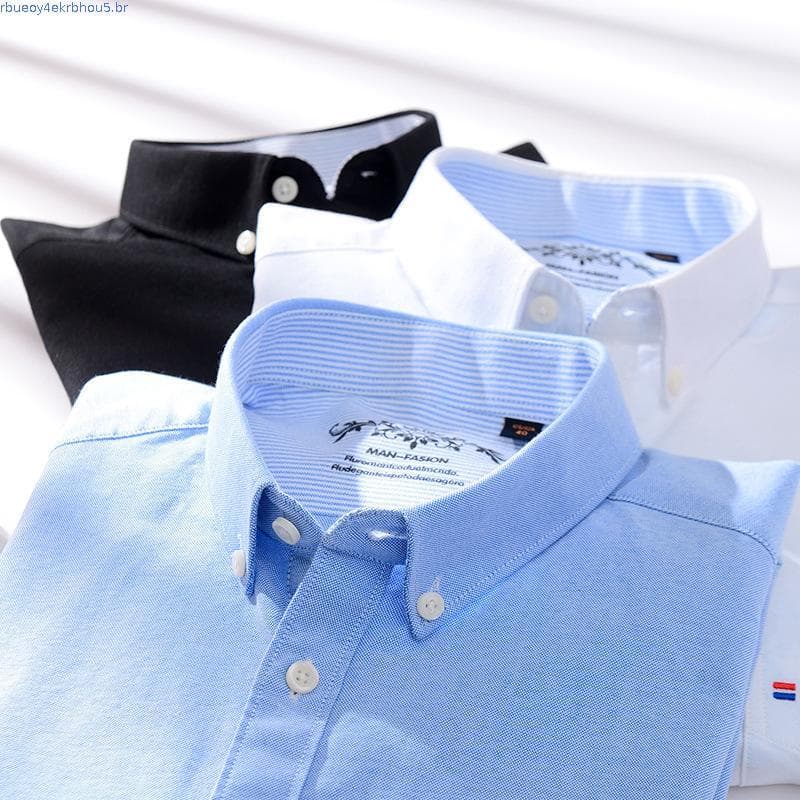 Csa Social Masculina Casual de Manga Longa em Algodão Oxford Estilo Coreano 3814