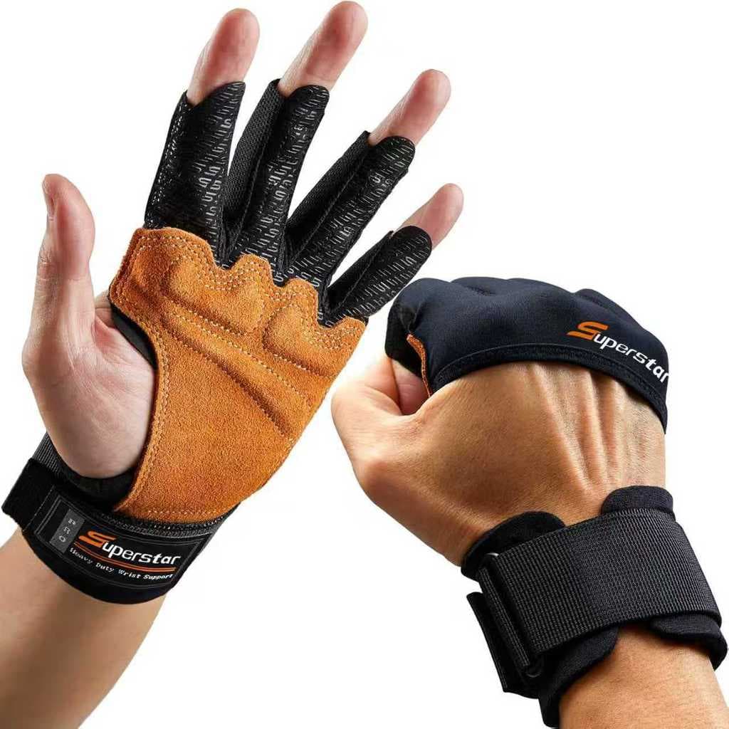 Almofada de ar de Silicone de couro de vaca ao ar livre Fitness esportes luvas de meio dedo homens mulheres correndo mon