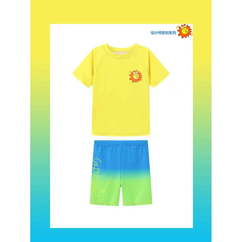 Elementos frios maiô infantil treinamento profissional maiô troncos de natação dividir meninos meninas cor fluorescente