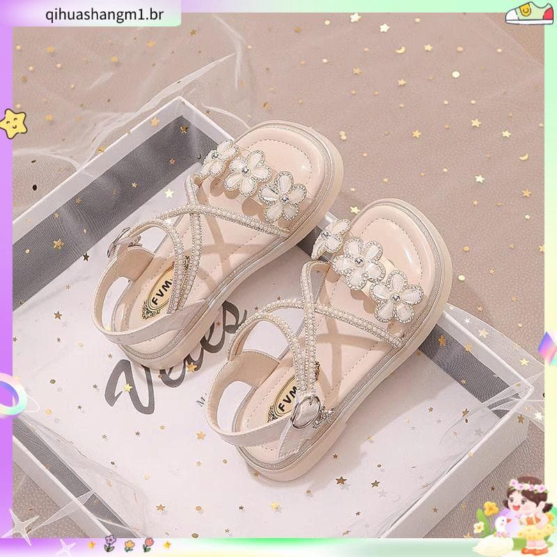 Meninas meninas princesa sandálias romanas 2025 verão novo estilo Bowknot strass moda All-Match meninas sandálias médio