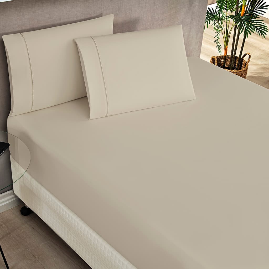 Jogo Cama 3 Peças 200 Fios Algodão King/Queen/Casal/Solteiro Kit Lençol Com Elástico Ponto Palito