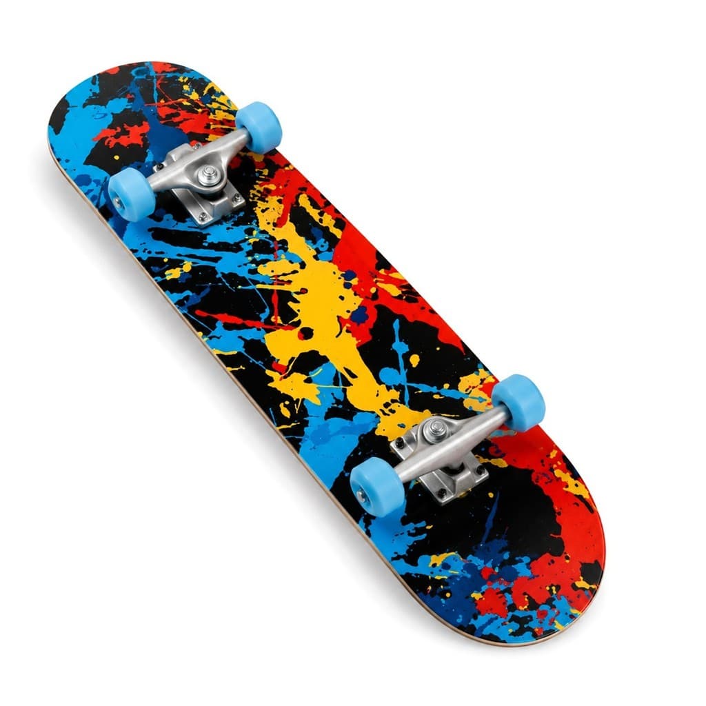 Skate Holográfico Estampa Splatter Completo Infantil Profissional Radical 77 Cm 80 Kg - DM Toys