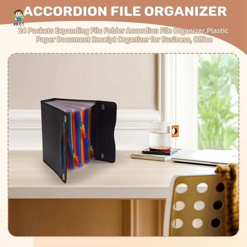 Organizador De Arquivo Accordian De Pasta Expansível De 24 Bolsos , Recibo De Documento De Papel Plástico Para Negócios
