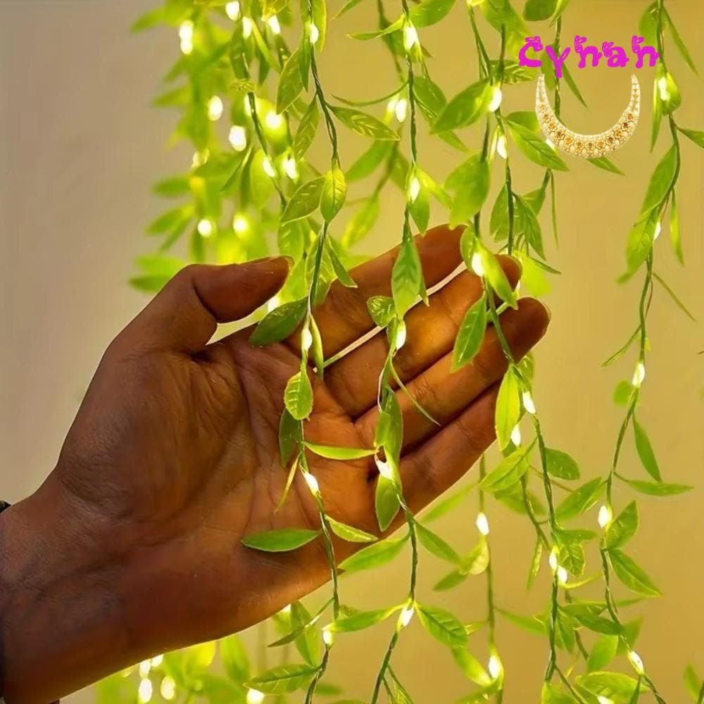 Luzes De Corda De Folha De Salgueiro CYNAN , Lâmpada De Cortina Com Caixa De Luz 2/5M 20 , Decoração De Mesa