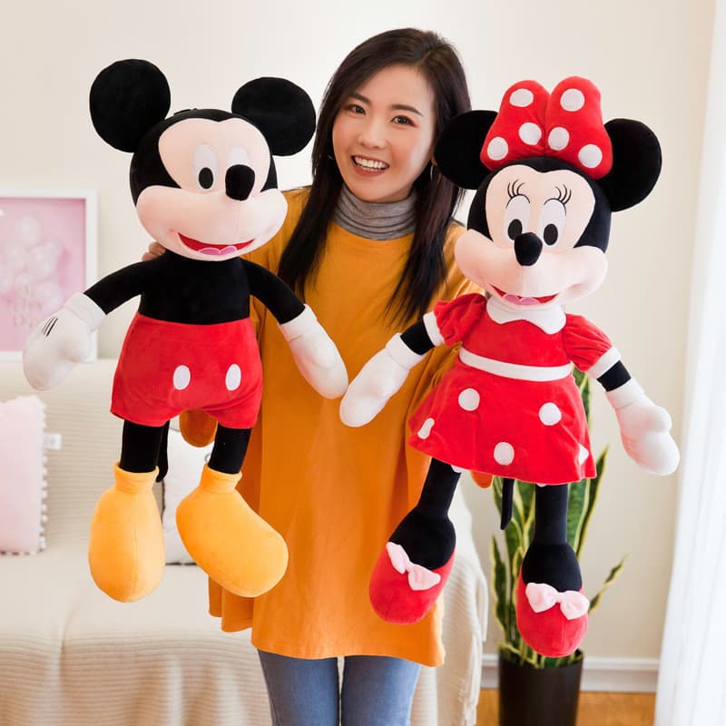 Brinquedo de pelúcia Mickey/Minnie 35cm hipoalergênico, adequado para decoração de presente de Dia dos Namorados QOKW