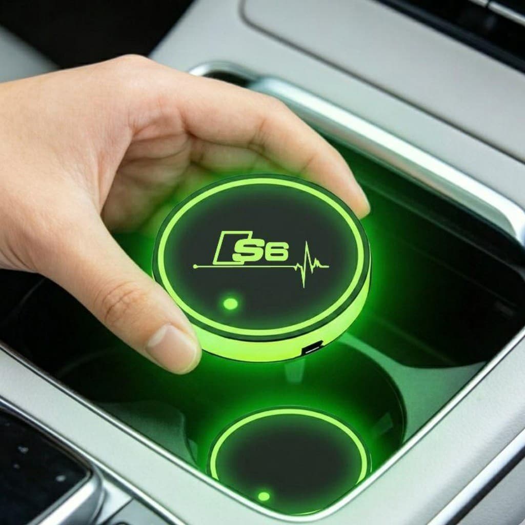 7 Cores Luz RGB Suporte de Copo LED Automotivo Artigos Automotivos For Audi S6 Sedan Avant Quattro V6 TFSI
