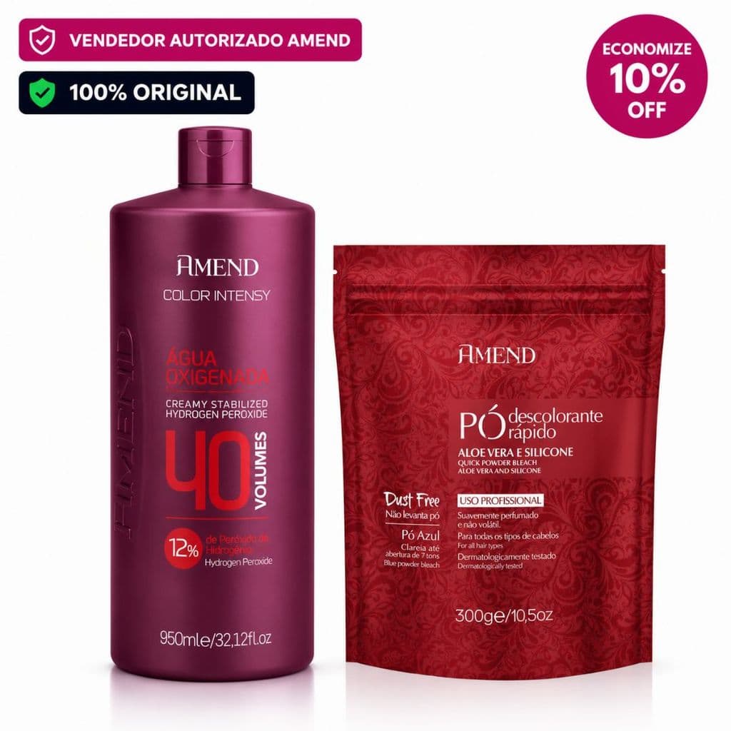 Kit Amend Água Oxigenada Color Intensy 40 volumes 950ml + Pó Descolorante Aloe Vera e Silicone 300g