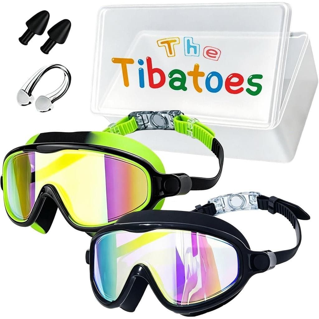 2Pack Óculos de Natação Clip-On para Crianças de 3 a 16 Anos | Sem Vazamentos, Sem Névoa, Anti-UV, Resistente a Quebras,