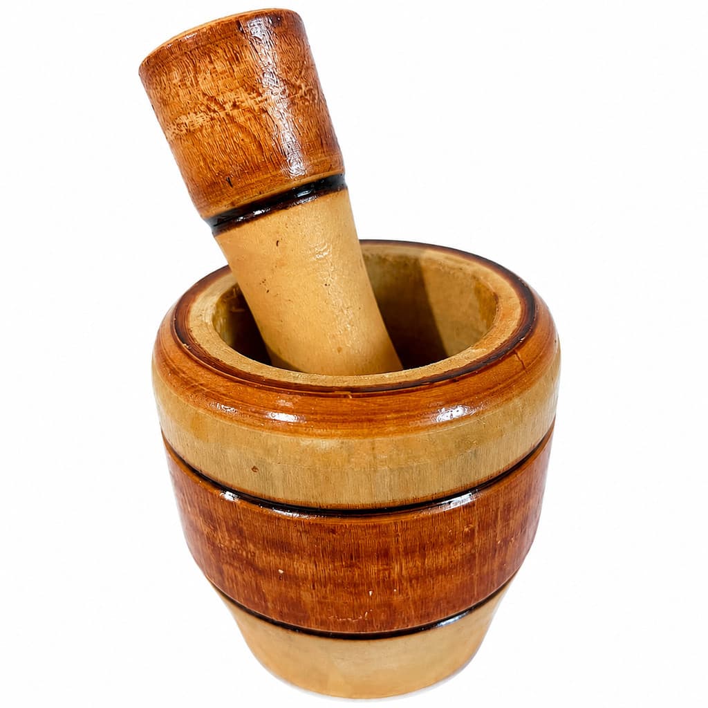 Pilão Com Socador Em madeira Para Alho 9,5cm copinho