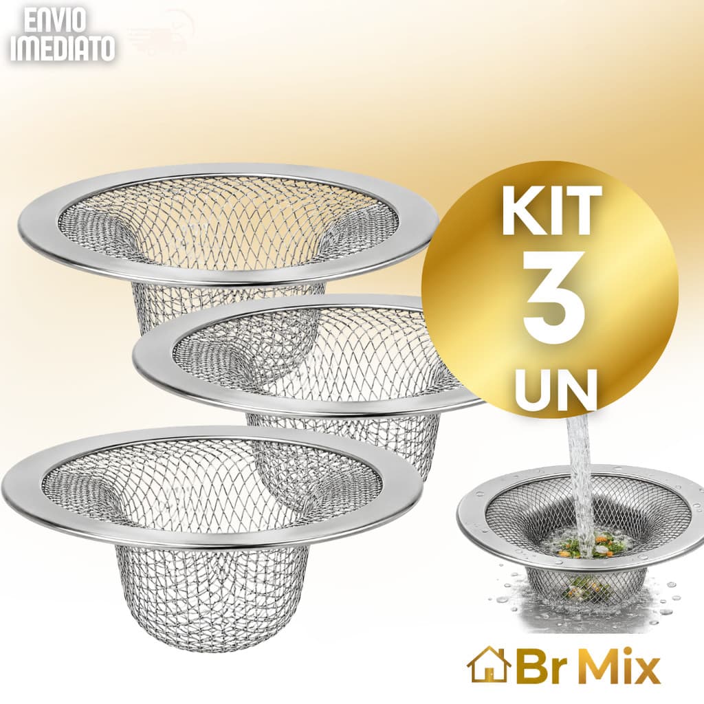 Conjunto Ralos Ralinho Pia 7cm em Aço Inox Resistente Cozinha Profissional