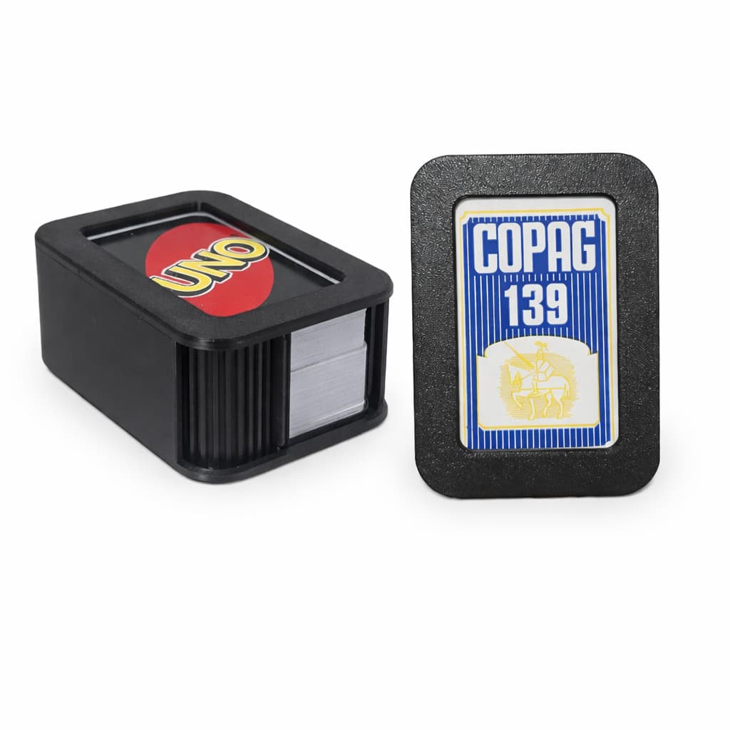 Porta Deck UNO Organizador Suporte Para Baralho 112 Cartas Preto Caixa Deck Box Jogos Cartas Colecionáveis