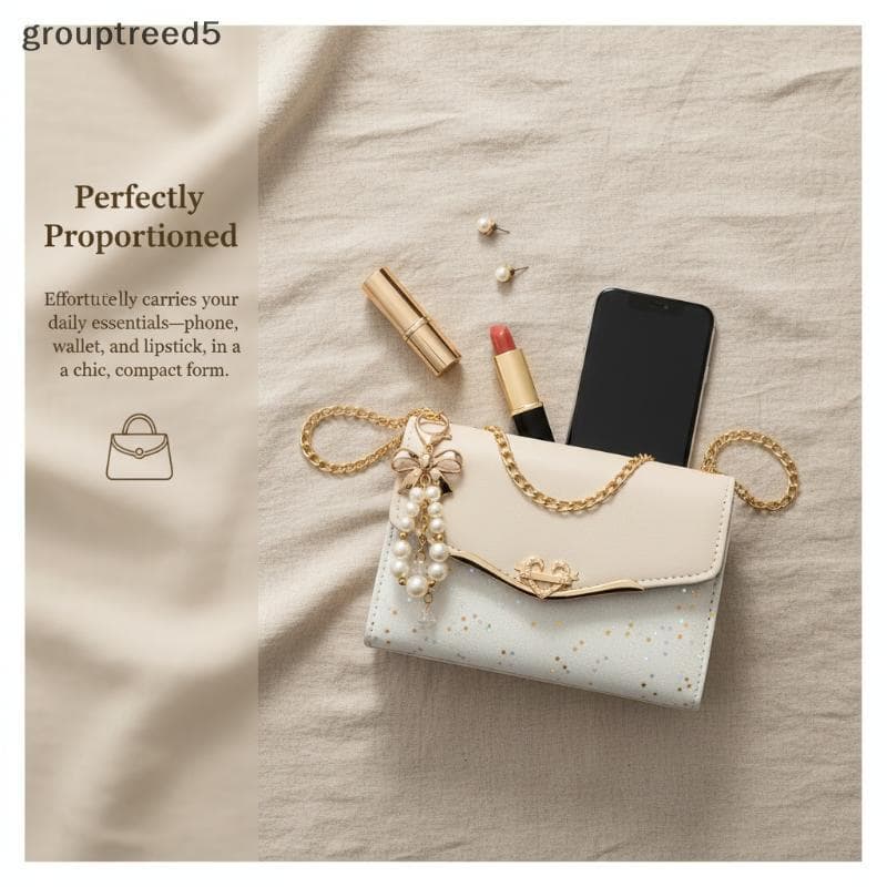 grouptreed5 Glamorous Bolsa Crossbody Feminina Com Design De Corrente De Lantejoulas Ideal Para Transportar Telefones Ce