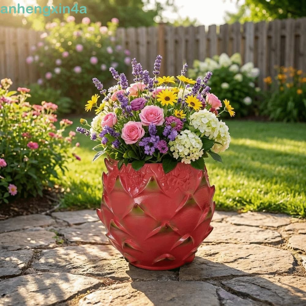 Vasos De Plantas Suculentas ANHENGXIN , Plantador De Frutas De Dragão Em Forma De Fruta De Resina , Vaso De Flores Pitay