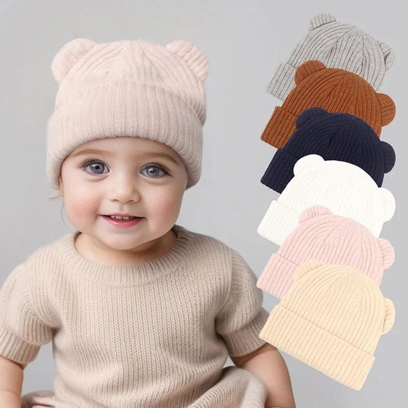 Chapéu De Malha Para Bebês De 0 A 2 Anos , Pulôver De Lã De Cor Sólida Meninos E Meninas , Gorros Quentes De Inverno Inf