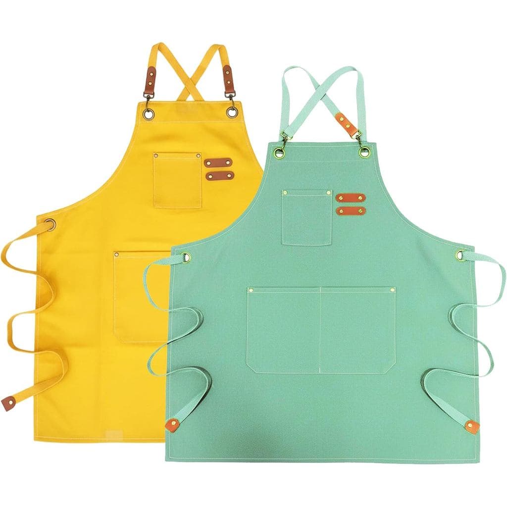 Avental de Chef com Grandes Bolsos para Mulheres e Homens, Avental de Trabalho Ajustável em Lona de Algodão, Resistente