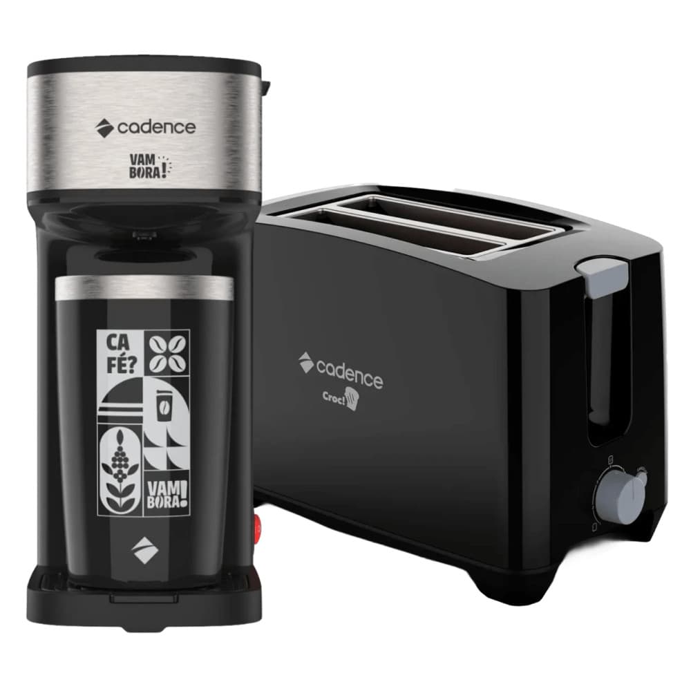 Kit Black Cadence - Cafeteira Vambora e Torradeira Croc