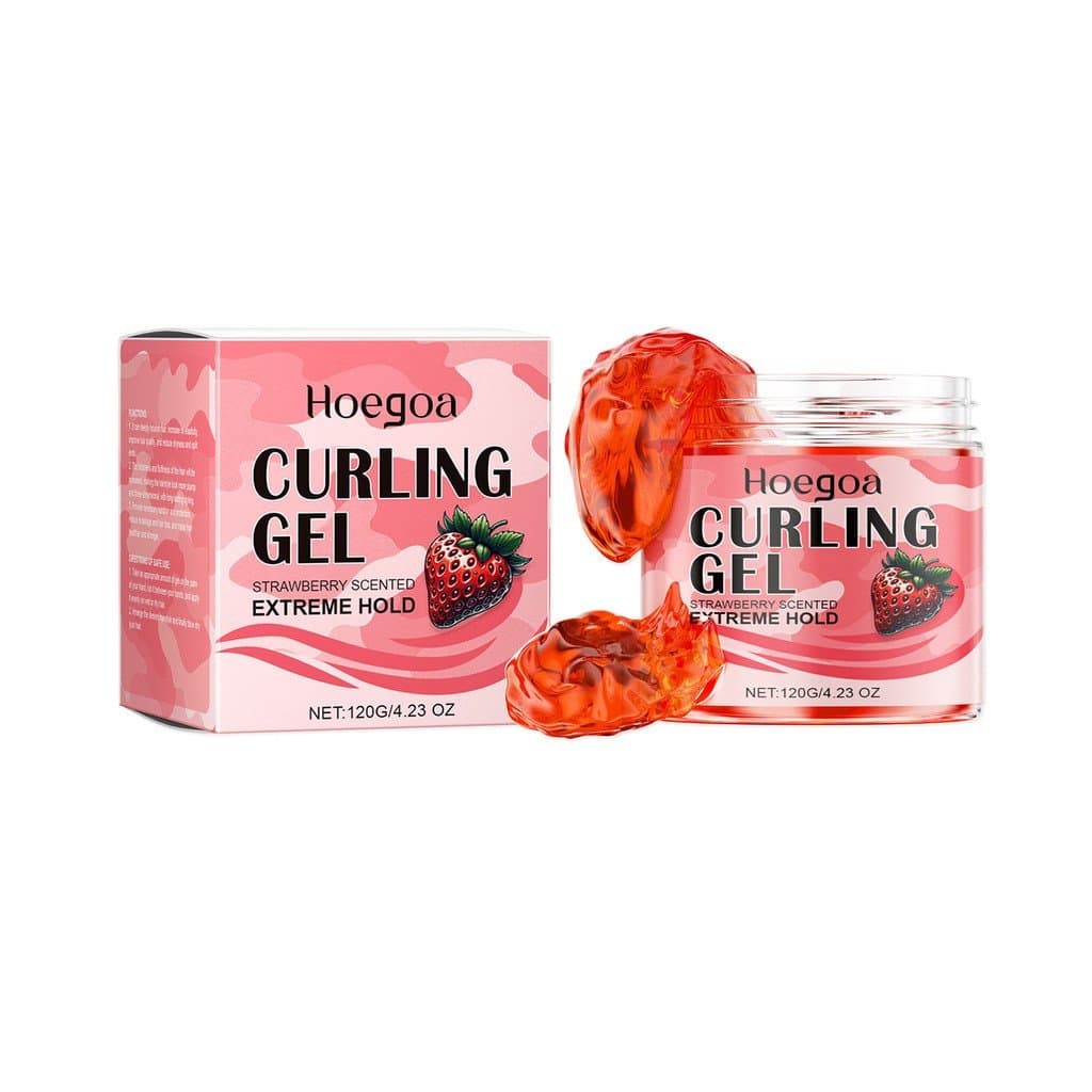 Gel Modelador de Cachos de Morango Hoegoa, Sem Enxágue, Volumizador de Cabelo, Modelagem Duradoura, Creme Modelador Nutr
