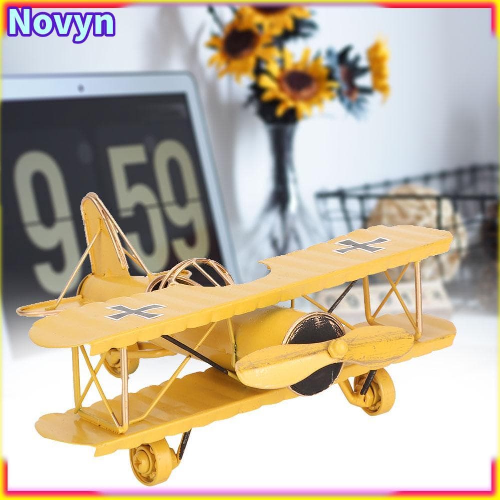 Avião vintage Novyn-br, modelo biplano de ferro forjado para decoração de mesa, adereços fotográficos