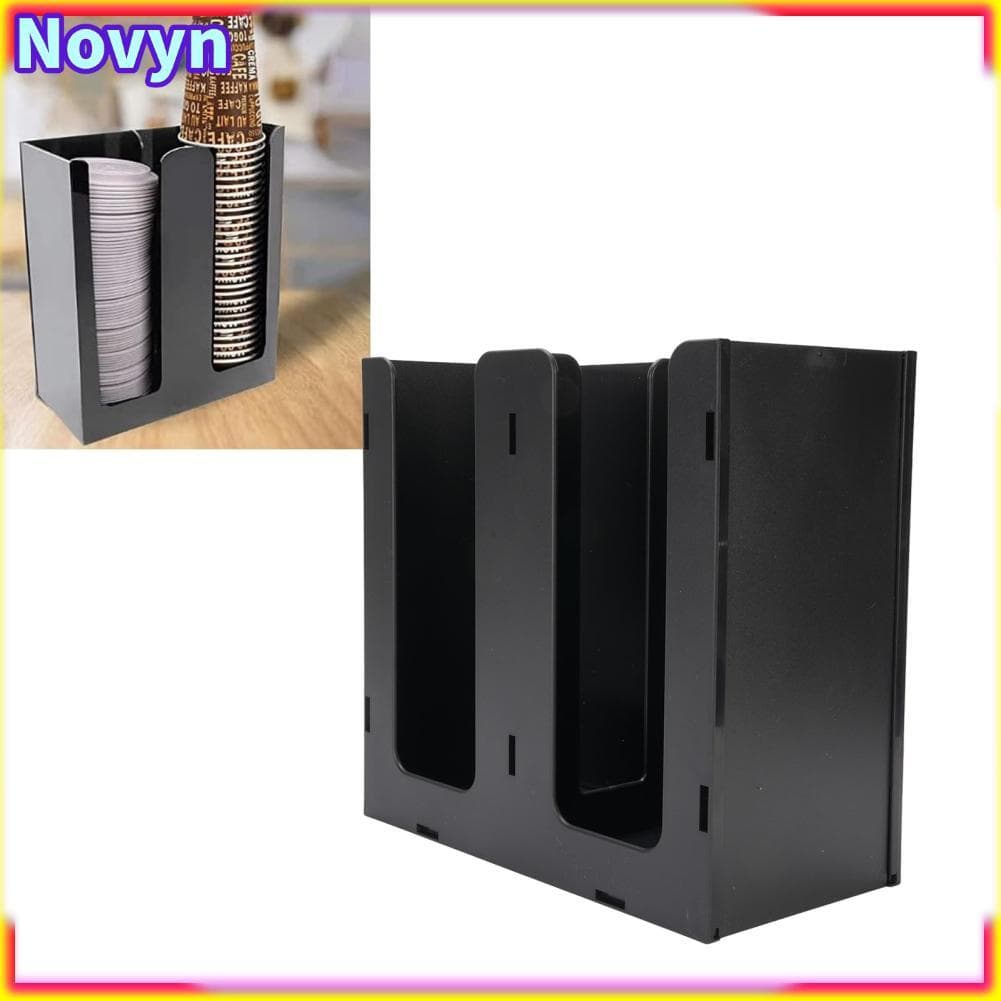 Novyn-br ZIZEV 2 compartimentos acrílico copo de café dispensador organizador tampa de papel manga titular loja