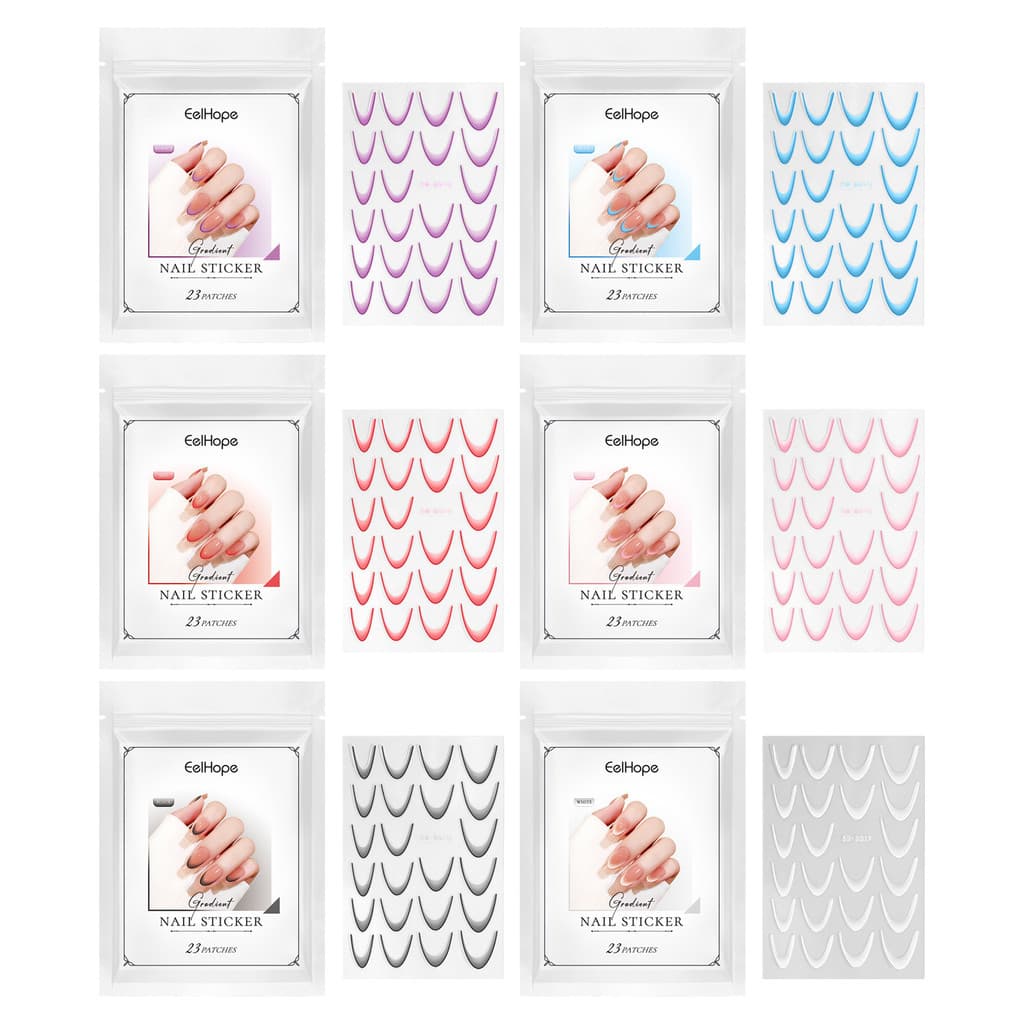 Eelhope francês gradiente adesivos de unhas gradiente adesivos de unhas simples manicure decoração única unhas peças de