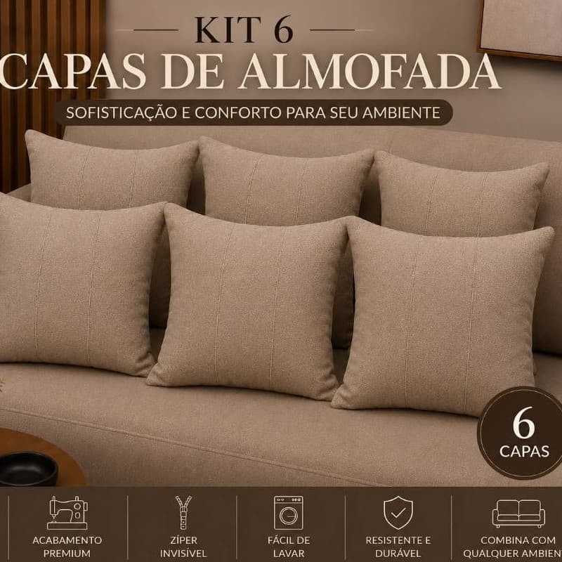 Kit COM ATÉ 6 Capas de Almofadas Luxo Suede Serve Até 45x45cm Zíper Para Sofá Sala