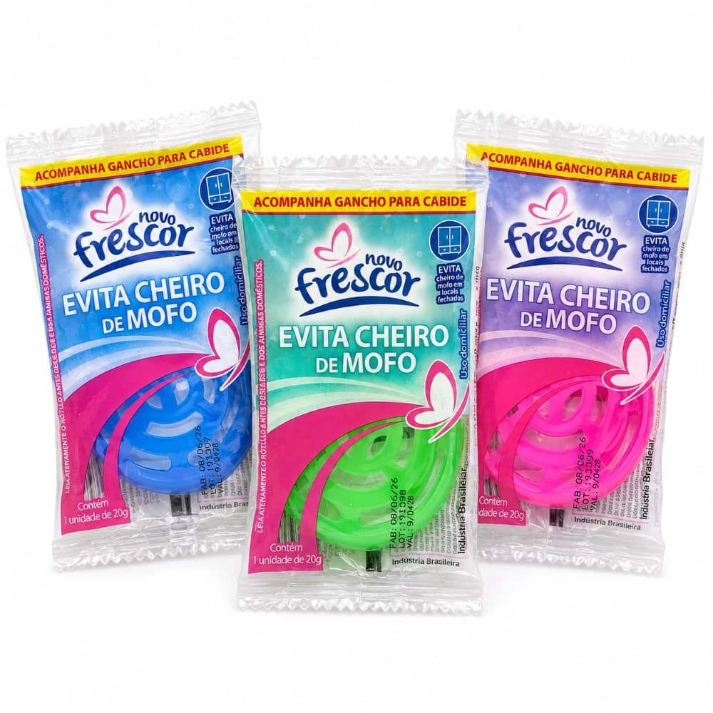 Kit 3 Evita Cheiro de Mofo Novo Frescor Antimofo Antitraça Perfumado 20g