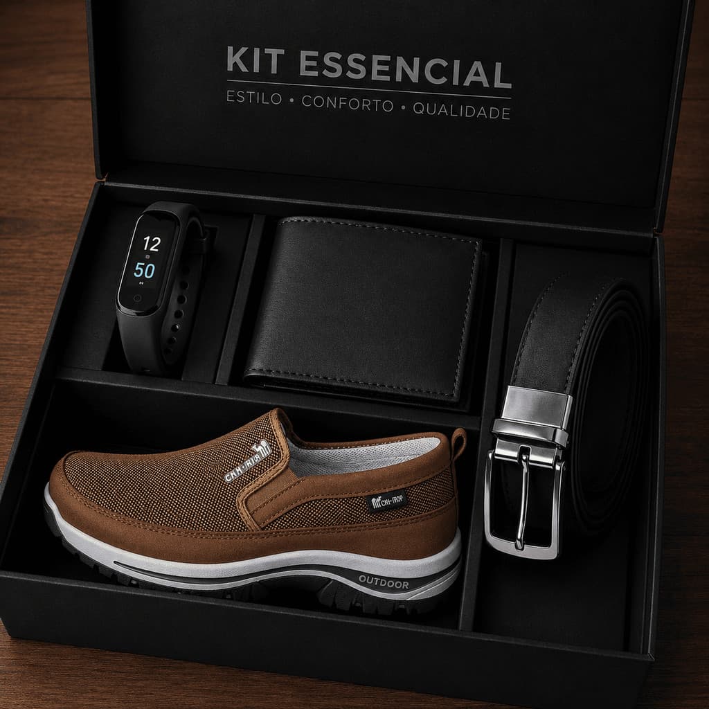 Kit Tenis Sapatilha Mocassim Casual Ortopedico Adventure Passeio Reforçado Solado Impermeável Confortavel Macio