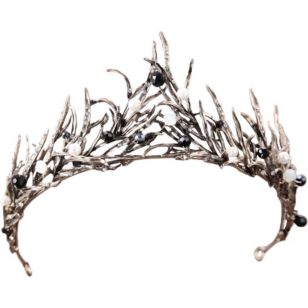 Coroa Preta para Mulheres, Tiara Gótica Barroca Preta para Mulheres, Acessório de Cabeça para Aniversário, Rainha, Hallo