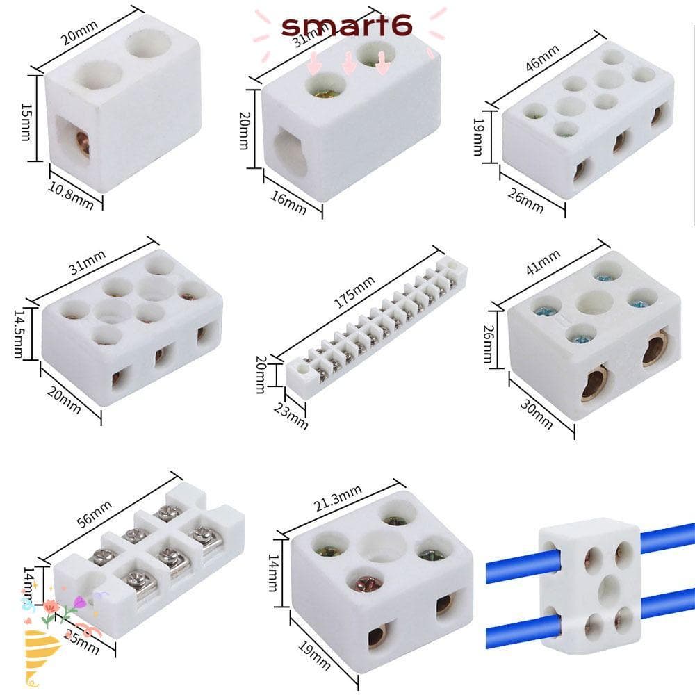 Bloco Terminal De Fiação Cerâmico Inteligente , Terminais Elétricos Resistentes A Altas Temperaturas Do Conector Fio Par
