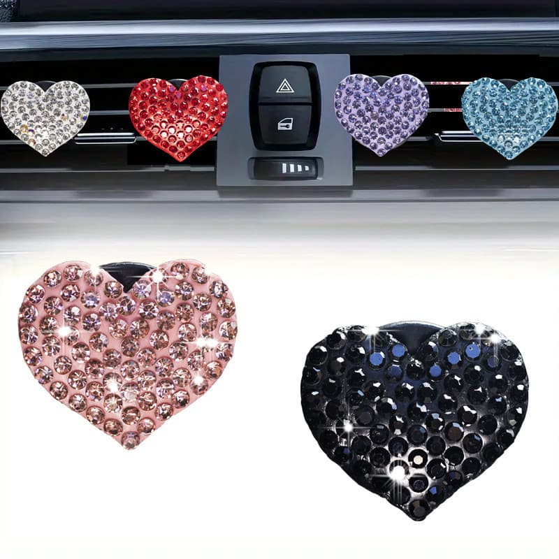 internacional: Clipe de perfume para saída de ar do carro em formato de coração com strass, difusor de fragr