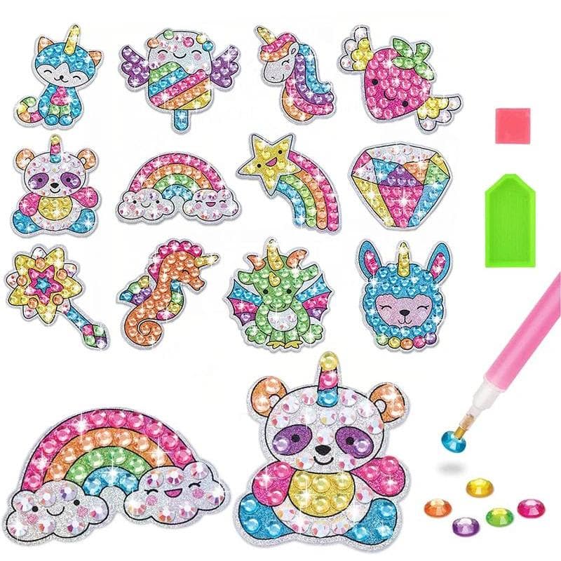 Crianças Grande Gem Kit De Pintura Diamante 12 Adesivos DIY Artes Artesanato Mágico 5D Brinquedos